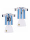 Kids Football Set Messi Argentina National Team Mundial 2026 Striped Balón De Oro Unisex Kids White Light Blue Ab123
