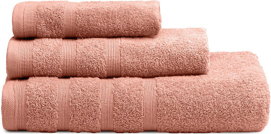 Adam Home Σετ Πετσέτες Μπάνιου 3τμχ Salmon Βάρους 600gr/m²