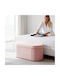 Collapsible Bench Stool With Storage Space Upholstered In Pink Velvet 76x38x35cm