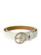 Wide Leather Women's Belt White 2618-White/Gold-115cm