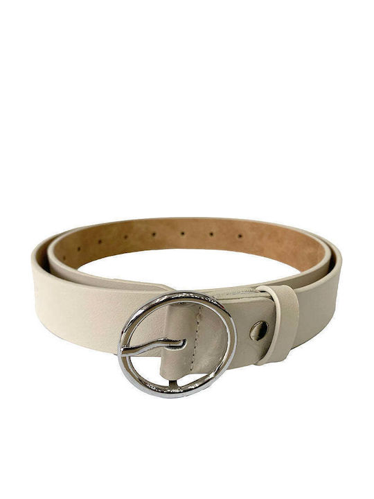 Wide Leather Women's Belt Beige 2618-Beige-115cm
