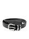 Wide Leather Women's Black Belt 24550-Black/Silver-115cm
