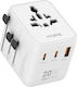 Προσαρμογέας Ταξιδιού 20w 2xusb-c 1xusb-a Morre Αντάπτορας Πρίζας από Universal σε Universal με 3 Θύρες USB