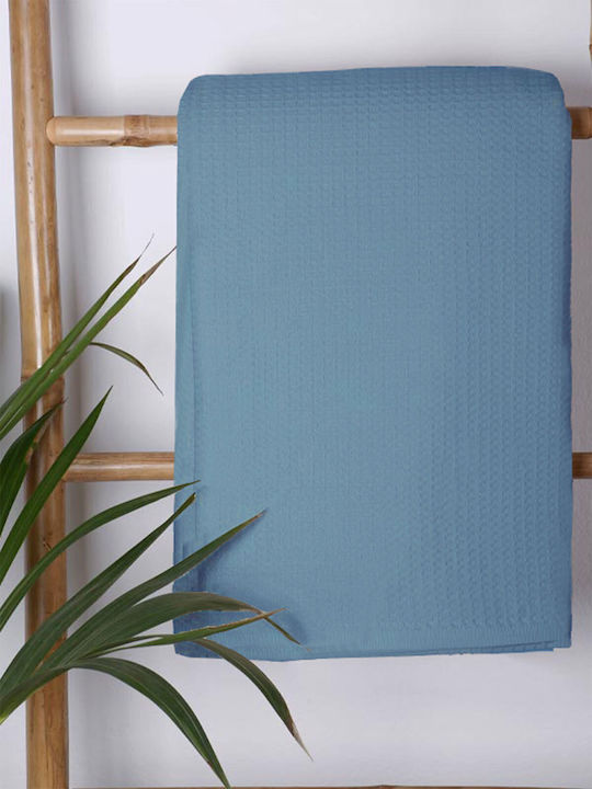 Pique Cotton Blue Single Blanket 165×265 Sunshinehome
