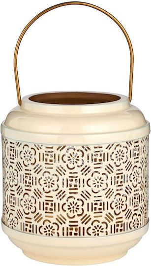 Butlers Metallic Tabletop Lantern Beige 15x15x15cm