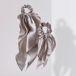 Beige Silk Hair Scrunchies Ribbon 300000032-010