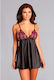 Be Wicked Arielle Satin Sexy Baby Doll Mit Spitze Schwarzes