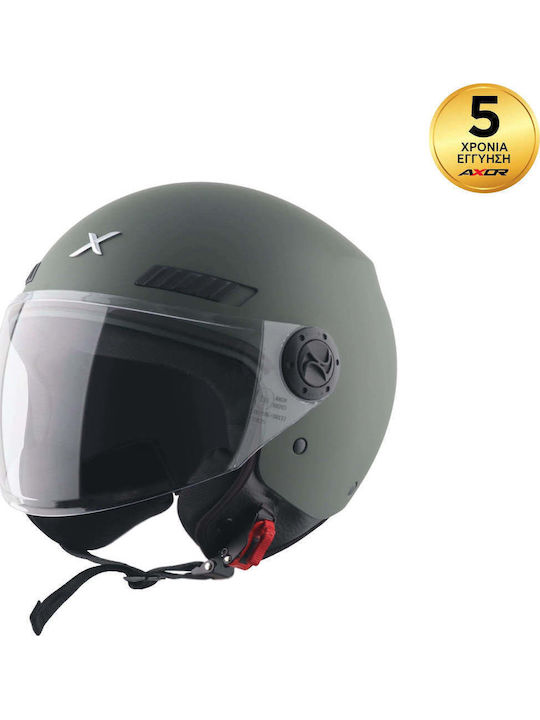 Axor Kioto Хаки Каска За Мотор Джет DOT 1000гр ...