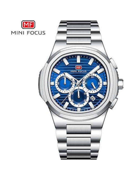 Mini Focus Men's Battery Watch with Silver Metal Bracelet