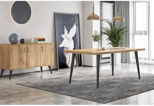 No 11 Esszimmer- und Küchentisch Holz mit Metallrahmen Aschgrau 140x90x78cm