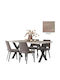 No 6 Dining Table Wooden with Metal Frame Ash Grey 140x90x78cm