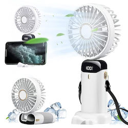 Ventilator Ultra Portabil Aromaterapie Alista Home 3 În 1 De Mână Birou Gât 5 Niveluri Viteză Încărcare USB Durată Baterie 12h Ecran LCD Pliabil Alb