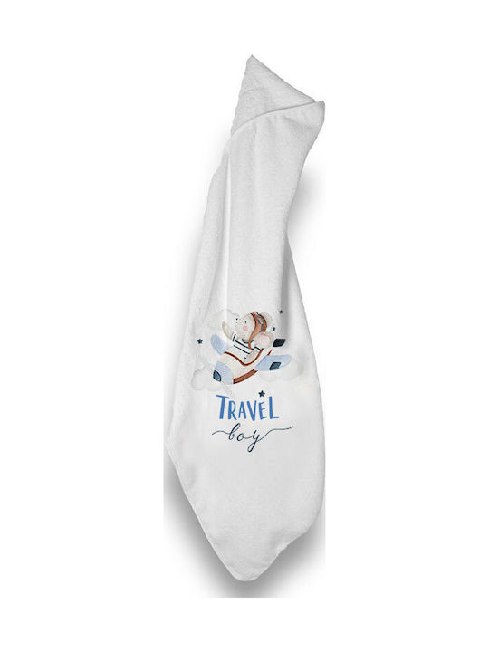 Bonjour Bebe Baby Bath Towel Hooded White 75x75cm
