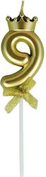 Number 9 Cake Candle Crown Model Gold Alista Ho...