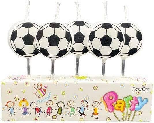Set 5 Lumanări De Ziua De Naștere Alista Home Mingii De Fotbal Model 3.5 Cm Ceară Albă Neagră