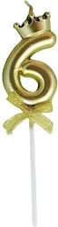 Number 6 Cake Candle Crown Design Gold Alista H...
