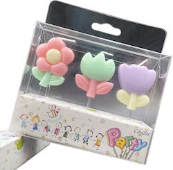 Set 3 Candles Alista Home Flower Theme Model 1 Made Paraffin Multicolor