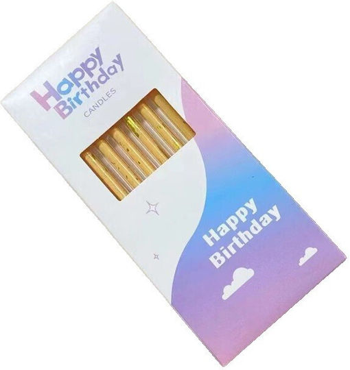 Set 6 Lumanări Lungă Alista Home Parafină 10 X 0.5 Cm Happy Birthday Bej