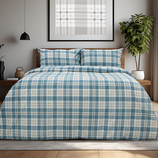 Lino Home Bettlaken Set für Einzelbett 170x260cm Blau 3 Stück