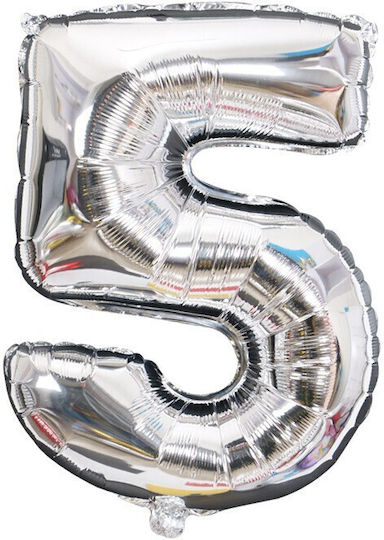 Nummer 5 Folie Jumbo Silbern 81cm