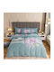 4 Seasons Collection Σετ Παπλωματοθήκη Φανελένια Υπέρδιπλη 220x240cm 2 Μαξιλαροθήκες & 1 Σεντόνι Πετρόλ