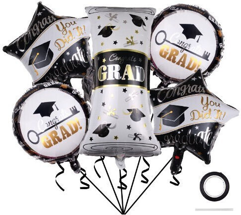 Set 5 Baloane Absolvire Folie Negre Jumbo 70 cm