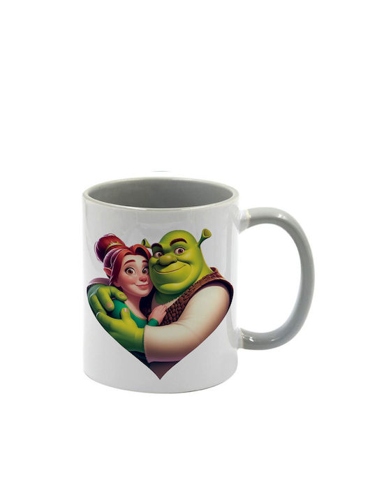Shrek Keramiktasse Grau Griff Innen