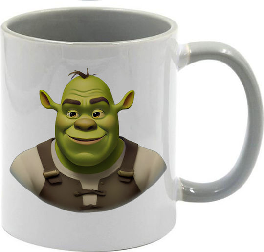 Shrek Keramiktasse Grau Griff Innen