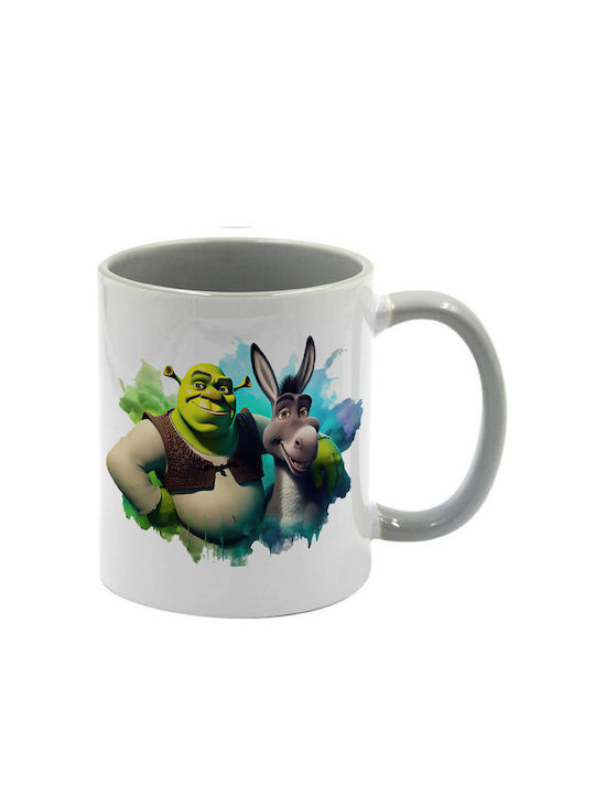Shrek Keramiktasse Grau Griff Innen