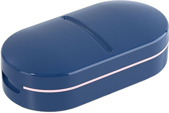 Organizator Medicamente Alista Home Dispozitiv Tăiere Zdrobire Pastile Ideal Călătorii Portabil Perie Curățare Compartiment Depozitare 8.5x4.5x2.5 Cm Albastru