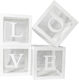 Set 4 Cutii Pentru Baloane Alista Home Design Script Dragoste Tematică Dragoste Cuburi Decorative Din Plastic Accesorii Pentru Petreceri 30 X 30 Cm Contur Alb Transparent
