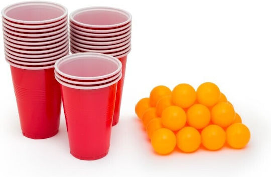 Joc De Băutură Beer Pong Alista Home 24 Cupe 24 Bile Material Din Plastic Reutilizabil Portabil Roșu