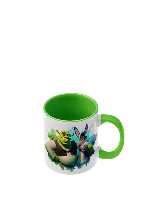Shrek Tasse Mit Deckel Grüne Griff Innen