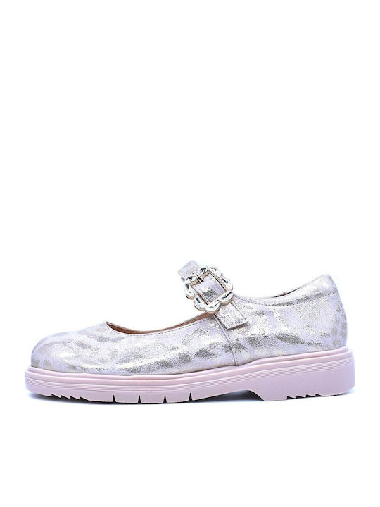 Kids Pumps & Ballerinas Anatomical with Adjustable Metal Clasp Leather Gold