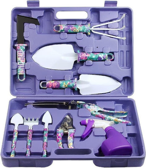 Set 10 Accesorii Grădină Alista Home Geantă Depozitare Inclusă Oțel Inoxidabil 37 X 28 Cm Mov