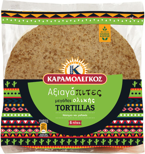 Karamolegos Axiagapites Large Whole Wheat Tortillas 6 Pieces 375gr