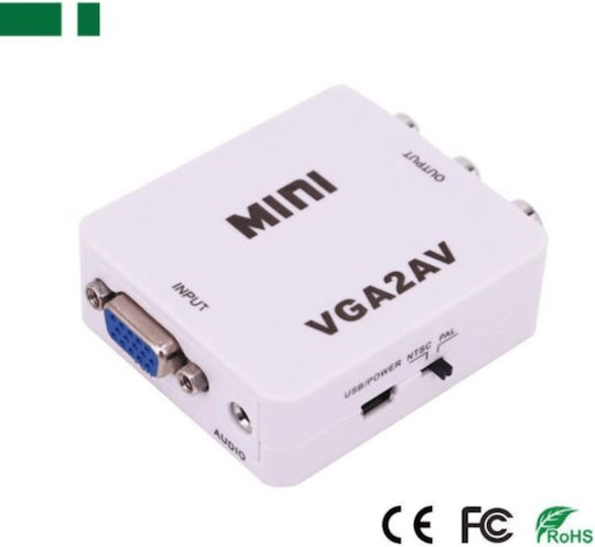 Anga Ps-vm620 Converter Mini VGA AV Audio Full HD 1080p Anga