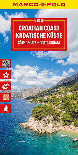 Marco Polo Travel Map Croatian Coast 1:225,000: Adriatic Coastal Road, Istria, Dalmatia - Road Map And Car Map With Scenic Routes, ... And Digital Extension (marco Polo Maps)