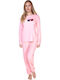 Comfort Set Pijamale De Iarnă Pentru Femei Din Bumbac Somon Cu Ursuleți