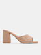 Women's Mules with Chunky High Heel in Beige Color