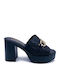 Leather Mules with Heel in Black Colour