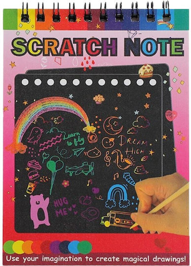 Alista Home Caiet De Desen Scratch-Off Diy Magic Scratch 12 Foi Creion Din Lemn Curcubeu Carduri Negre 14 X 10 Cm Roșu