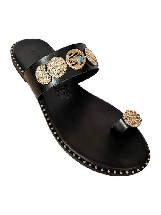Gkavogiannis Sandals Δερμάτινα Σανδάλια Μαύρα