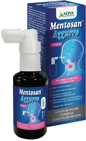 Adya Green Pharma Mentosan Azzuro Spray pentru Copii și Adulți pentru Tuse Uscată Lime 50ml