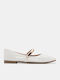 Women's Pointed Toe Ballerina Shoes With Strap In White Colour