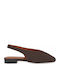 Suede Γυναικείες Μπαλαρίνες Slingback σε Καφέ Χρώμα