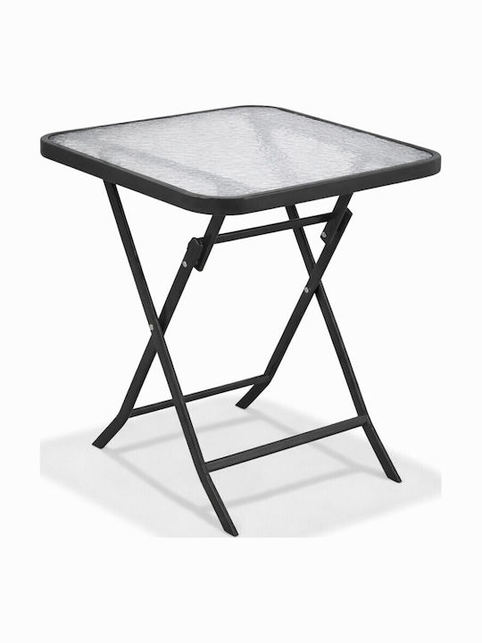 Garden & Terrace Table Foldable Metal with Glas...