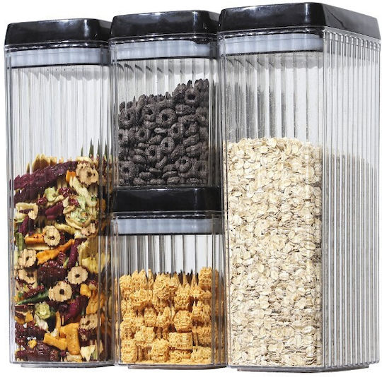 Alista Home Set 4 Stück Lebensmittelgläser mit Kunststoffdeckel Transparent 1500ml