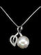 Silver 925 Necklace Elegant Delicate Natural Cream Pearl Zirconia