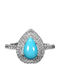 Silver Beautiful Elegant Ring Turquoise Zircon Size 14 925